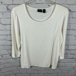 Chico’s Travelers Tunic Shirt Wrinkle Resistant 3/4 Puff Sleeve White 2 (L/12)